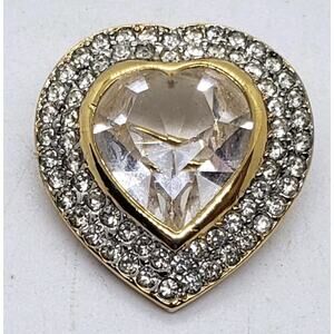 Vintage Kenneth Lane Heart Brooch Large Stone Rhinestones